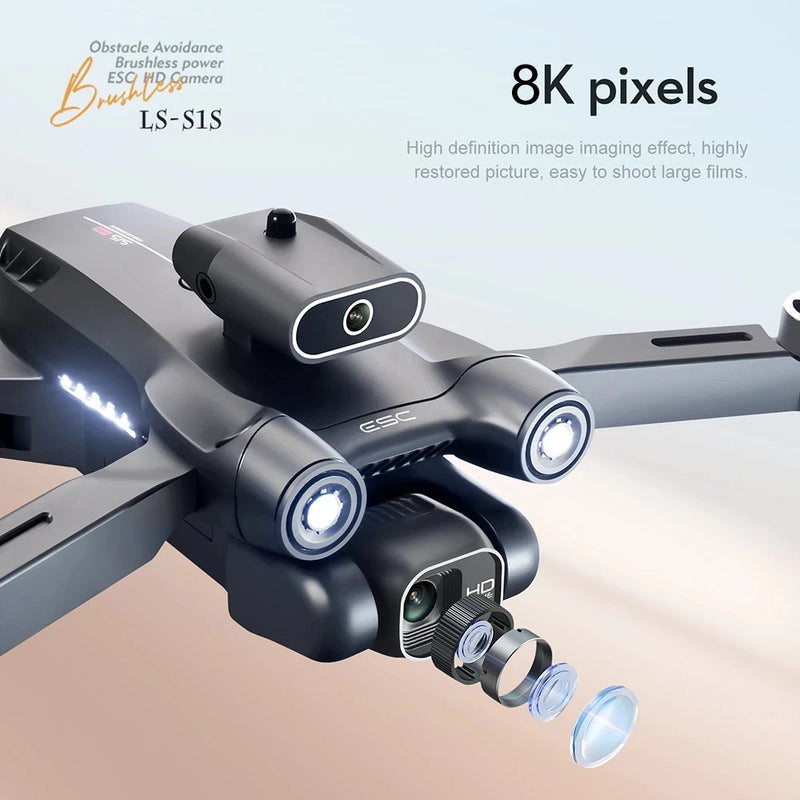 New S1S Mini Drone Profesional 8K HD Camera Obstacle Avoidance Aerial Photography Brushless Foldable Quadcopter