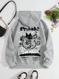 Y2K Womens Cartoon Hoodies Summer Harajuku Kawaii Cat Printed Pullovers Tops Couple Streetwear Pocket Loose Sweatshirt Clothes