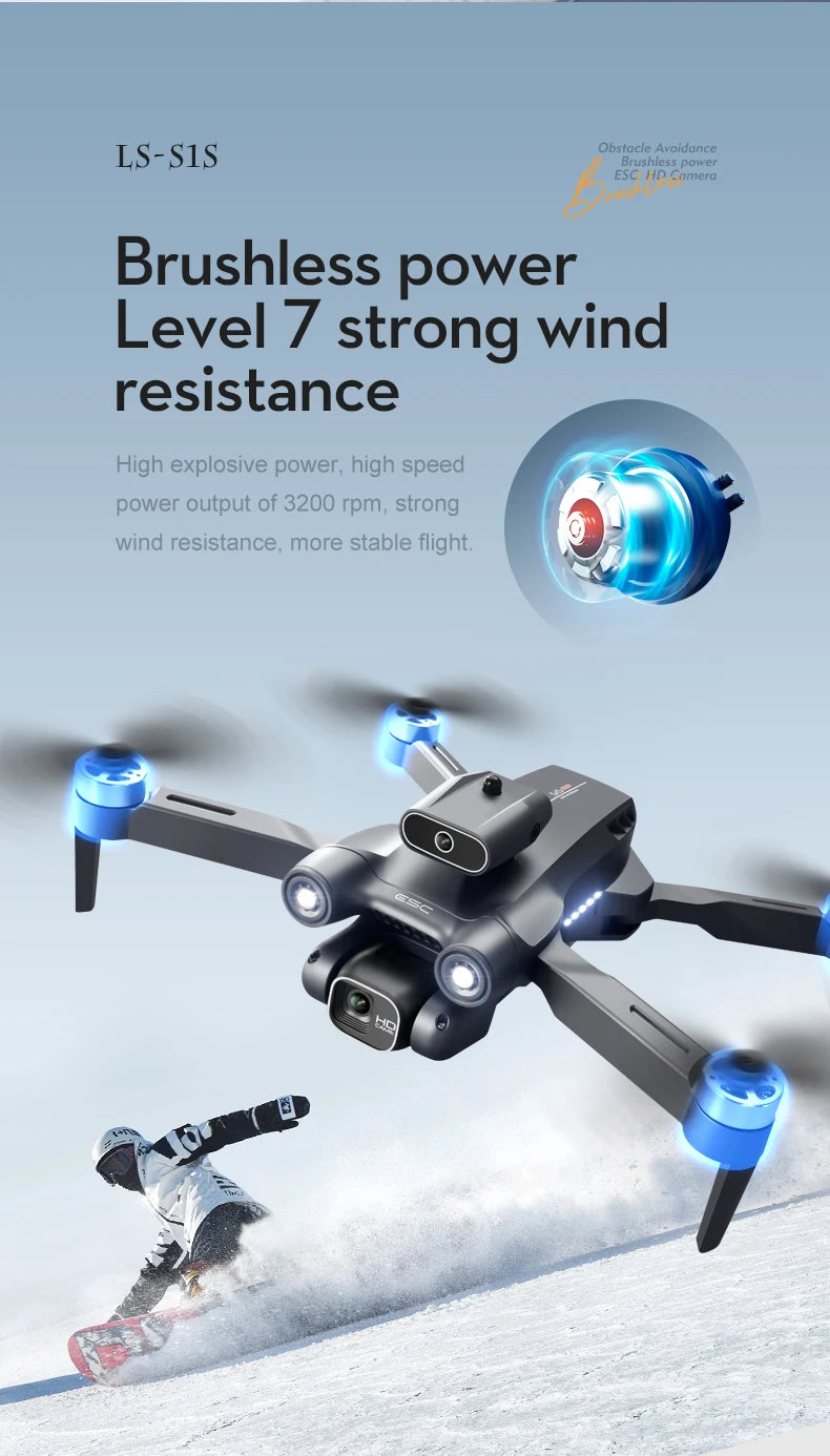 New S1S Mini Drone Profesional 8K HD Camera Obstacle Avoidance Aerial Photography Brushless Foldable Quadcopter