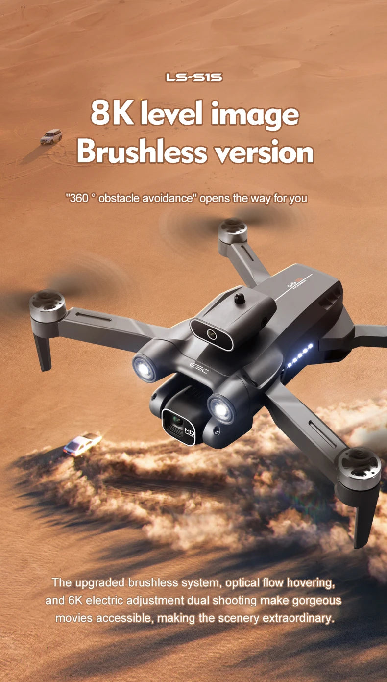 New S1S Mini Drone Profesional 8K HD Camera Obstacle Avoidance Aerial Photography Brushless Foldable Quadcopter