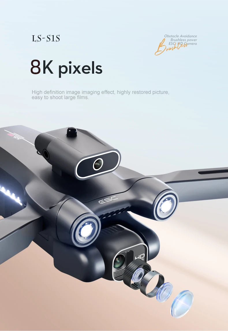 New S1S Mini Drone Profesional 8K HD Camera Obstacle Avoidance Aerial Photography Brushless Foldable Quadcopter