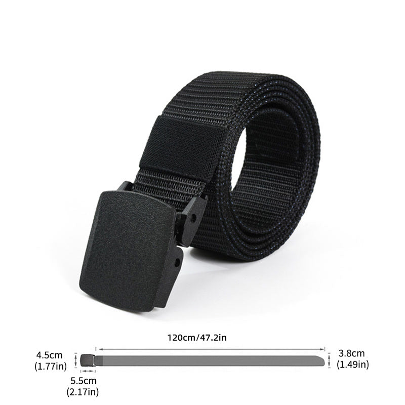 Metal Free Nylon Belt, MEN'S Tactical Woven Plastic Buckle Belt, Outdoor Versatile Perforated Canvas Nylon Belt