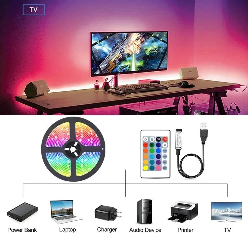 USB LED Strip Lights APP Control Color Changing 5050 RGB Led Light Flexible Lamp Tape for Room Decoration TV Backlight Diode